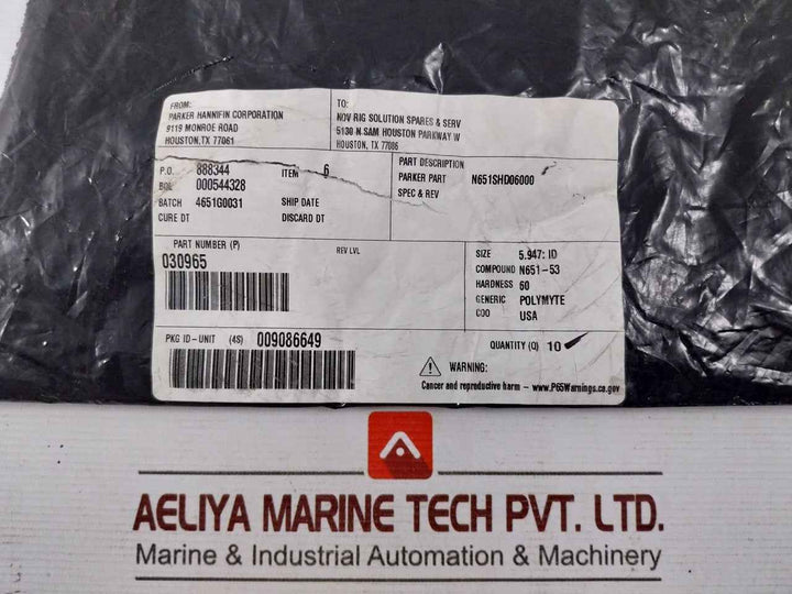 Lot Of 10X Parker Hannifin 030965 Hydraulic Seal Kit N651Shd06000 5.947
