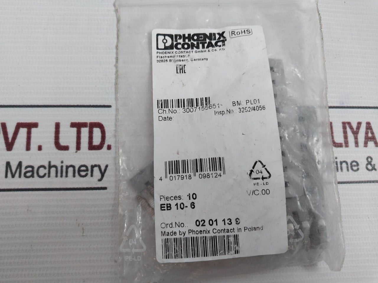 Lot of 10X Phoenix Contact EB 10-6 Insertion bridge