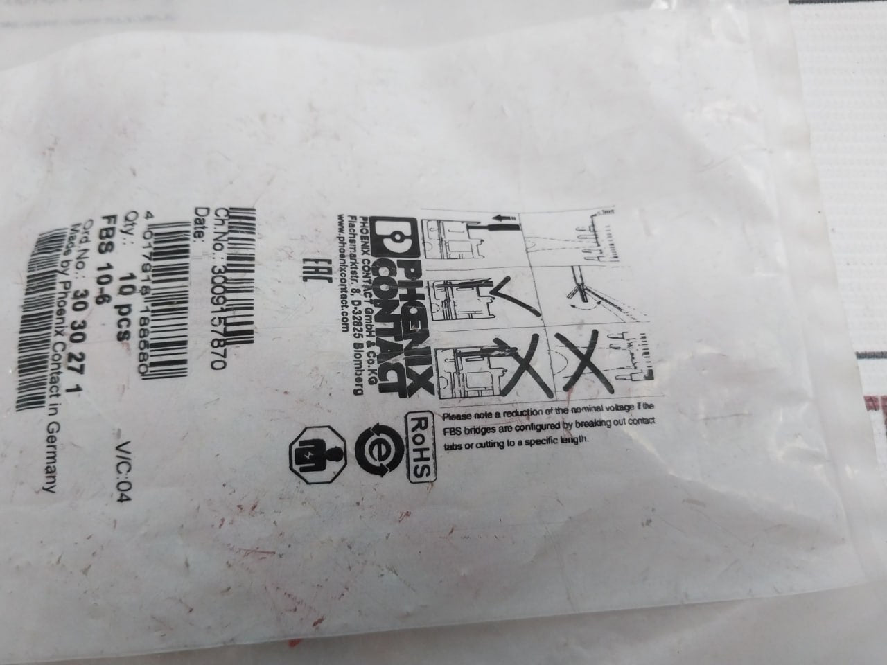 Lot Of 10X Phoenix Contact Fbs 10-6 Plug-in Bridge 4 017918 188580