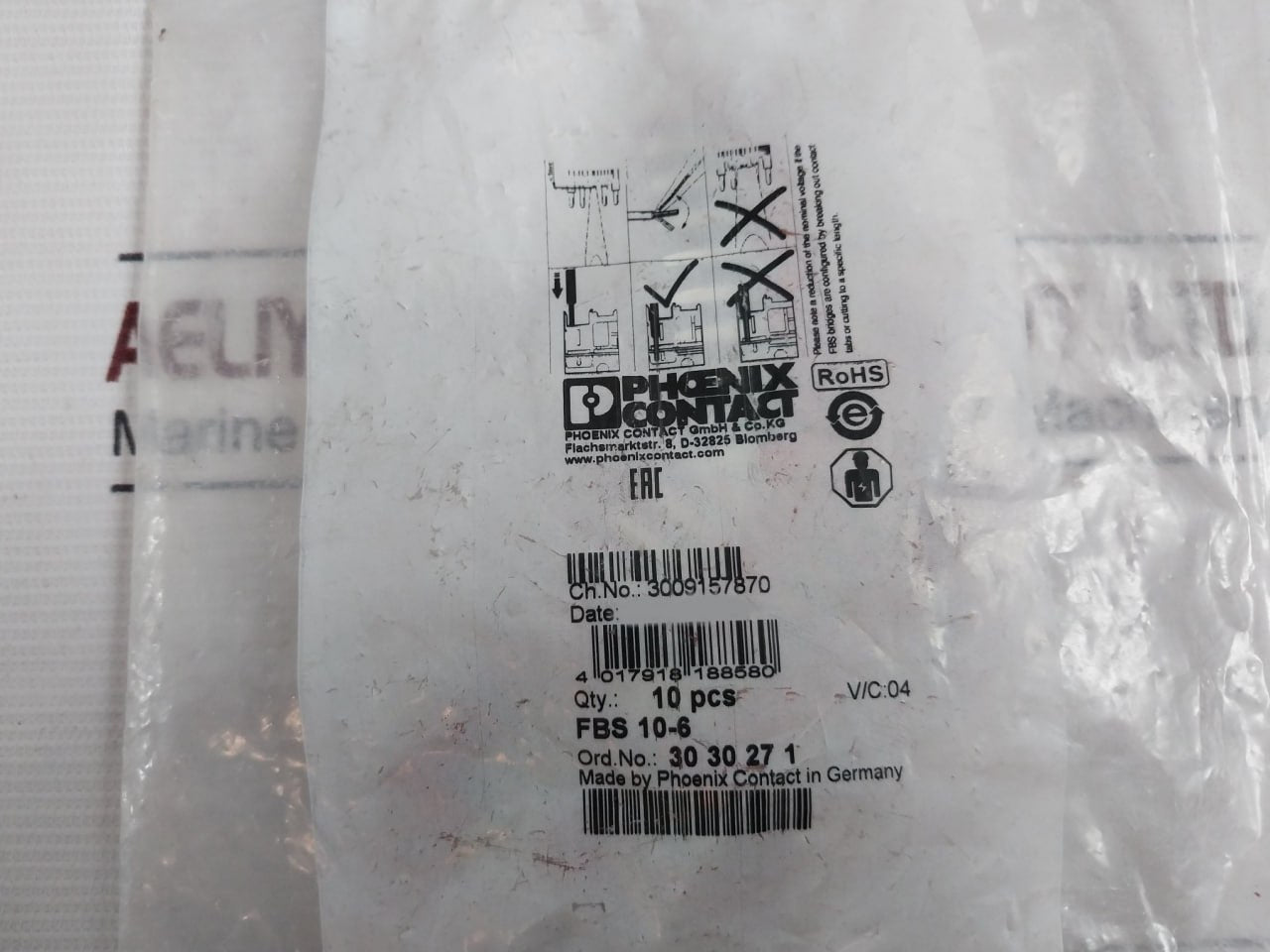 Lot of 10X Phoenix Contact FBS 10-6 Plug-In Bridge 4 017918 188580