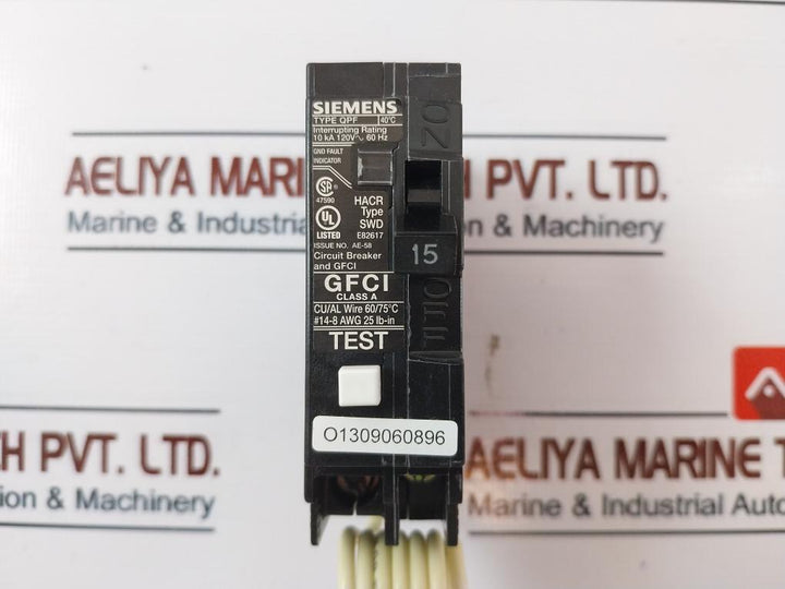 Lot Of 10X Siemens Qf115 Ground Fault Circuit Breaker 1 Pole 15A 10Ka 120- 60Hz