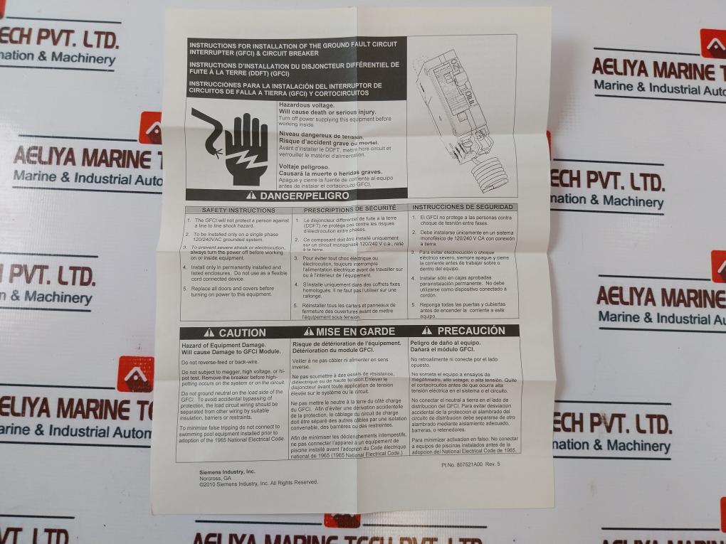Lot Of 10X Siemens Qf115 Ground Fault Circuit Breaker 1 Pole 15A 10Ka 120- 60Hz