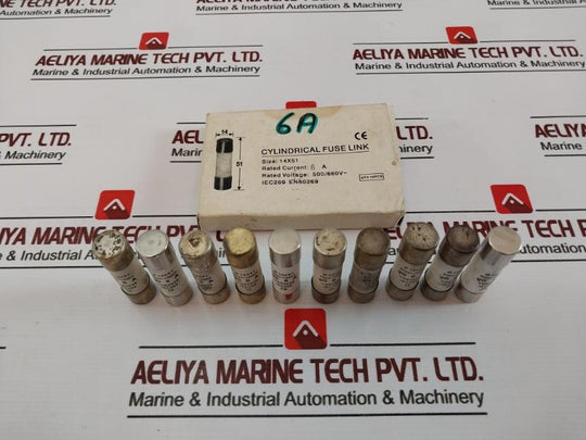 Lot of 10X 6A 500V Cylindrical Fuse Link Ø14x51 500V~100KA
