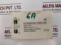 Lot of 10X 6A 500V Cylindrical Fuse Link Ø14x51 500V~100KA