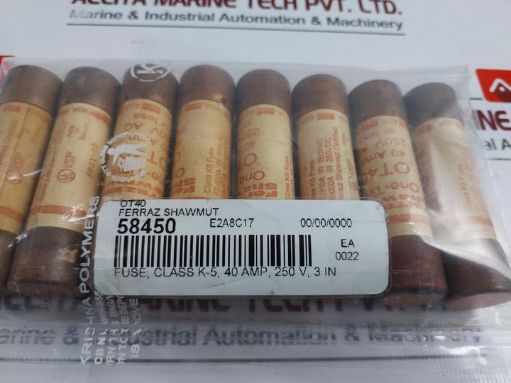 Lot of 10X FERRAZ SHAWMUT OT40 One-Time Fuse Class K-5 40 AMP 250V 3 inches