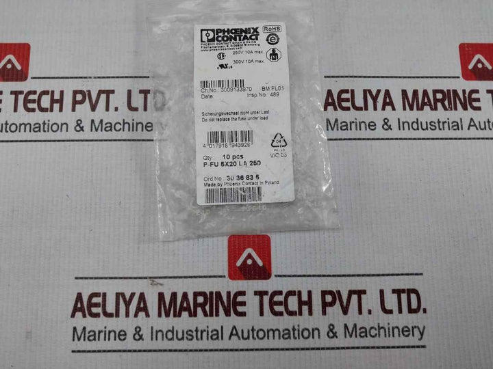 Lot Of 11x Phoenix Contact P-fu 5x20 La 250 Fuse Plug Pl01 3009133970