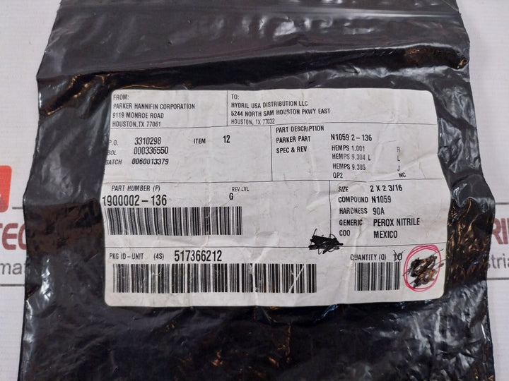 Lot of 13X HYDRIL 1900002-136 Seal O-Ring 90 Duro N1059 2 X 2 3/16 QP2 SS011C