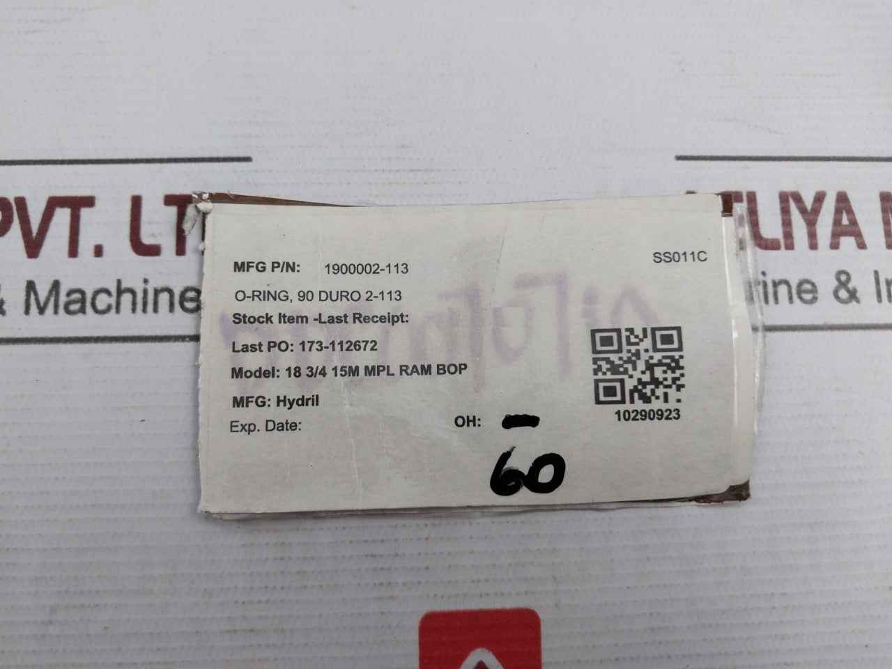 Lot Of 20X Hydril 1900002-113 O-ring 90 Duro 2-113 18 3/4" 15M Mpl Ram Bop
