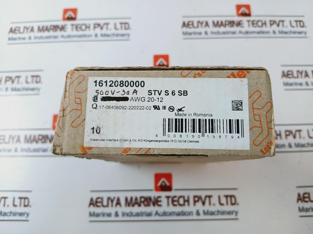 Lot Of 10X Weidmuller Stv S 6 Sb Plug In Connector 1612080000 30A 500V