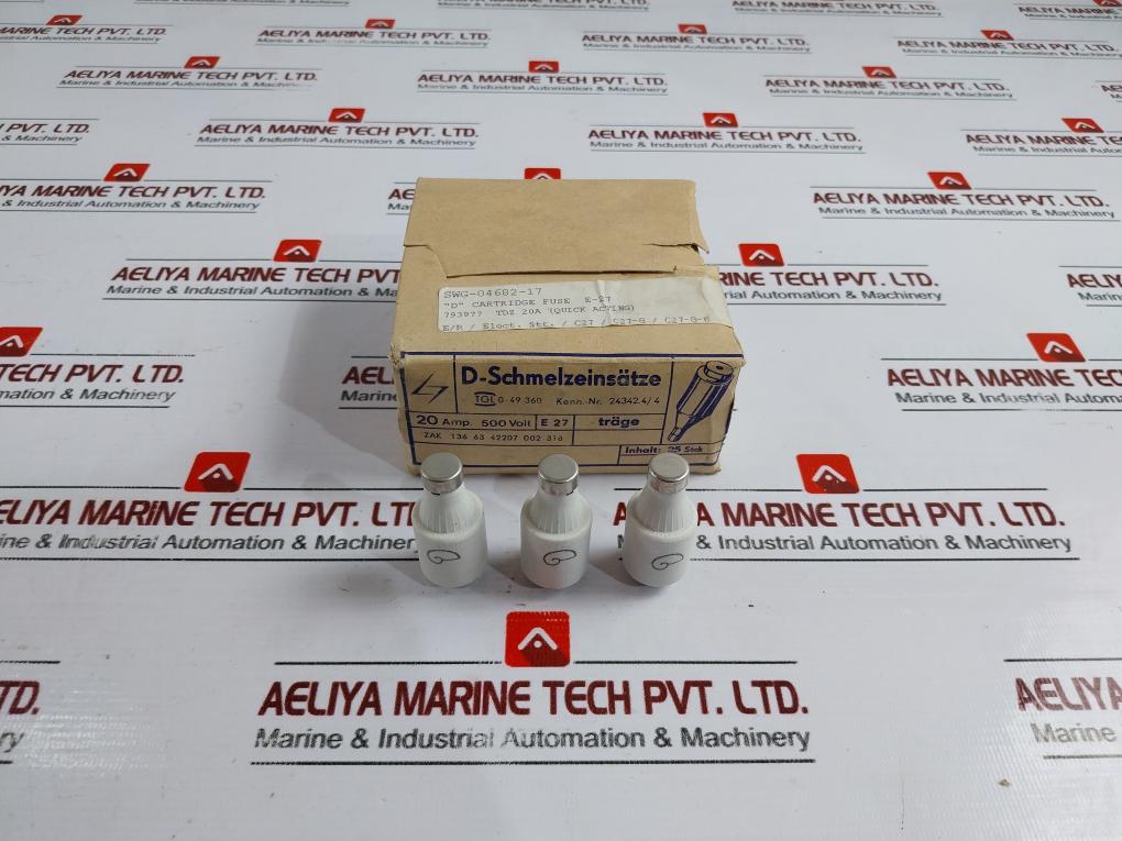 Lot Of 25x E-27 D” Cartridge Fuse - 20amp, 500 Volt