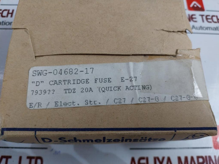 Lot of 25X E-27 D” Cartridge Fuse - 20AMP, 500 VOLT