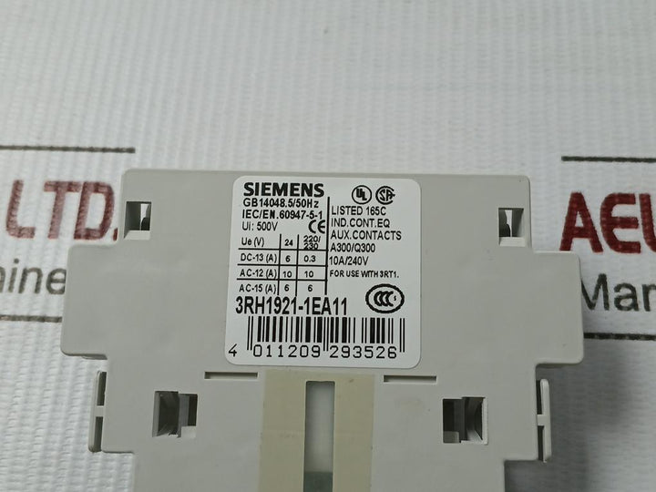 Lot Of 2X 3Rh1921-1Ea11 Siemens 500V Auxiliary Contact Block