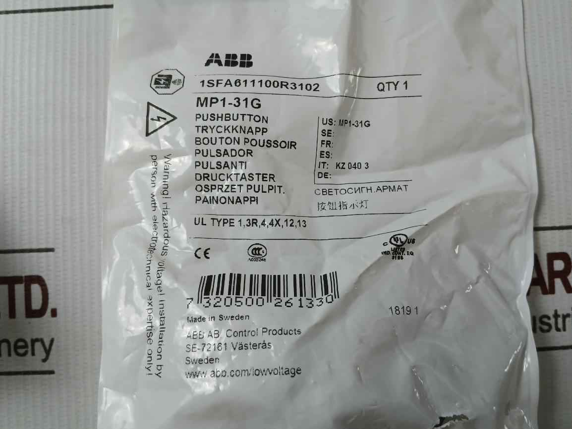 Lot Of 2X Abb Mp1-31G Green Momentary Push Button Head