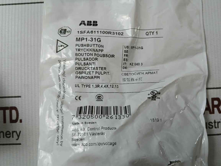 Lot Of 2X Abb Mp1-31G Green Momentary Push Button Head