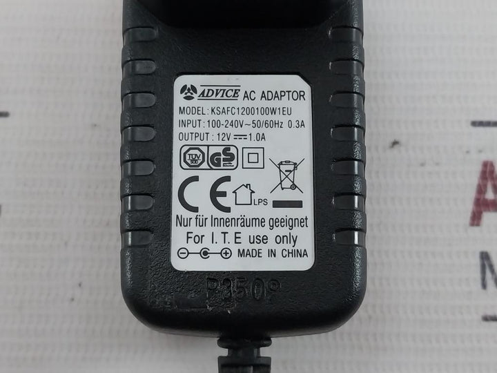 Lot of 2X Advice KSAFC1200100W1EU AC Adapter 100-240V 50/60HZ 0.3A 12V 1.0A