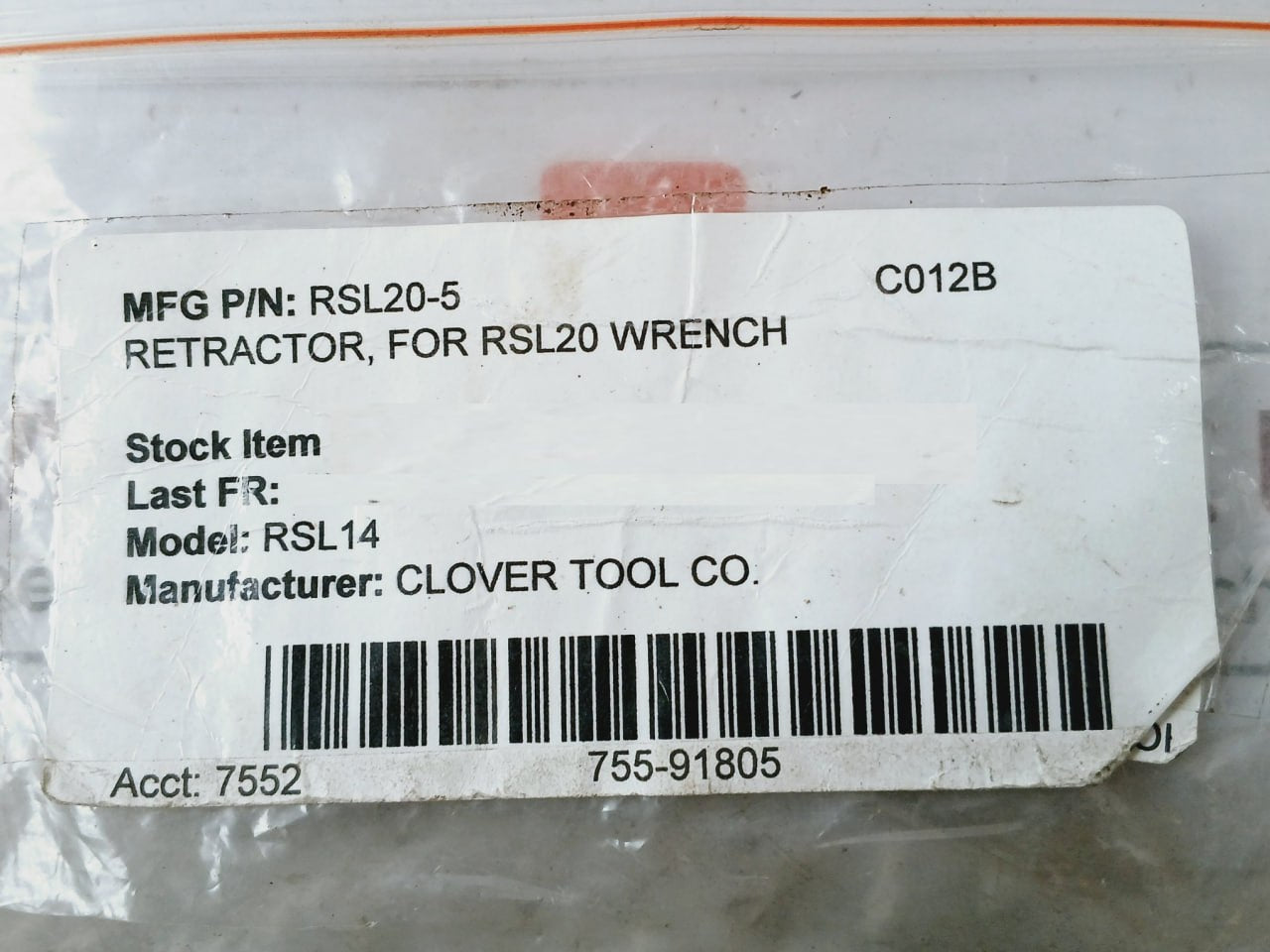 Lot Of 2 X Clover Tool Rsl20-5 Retractor For Wrench Model Rsl14