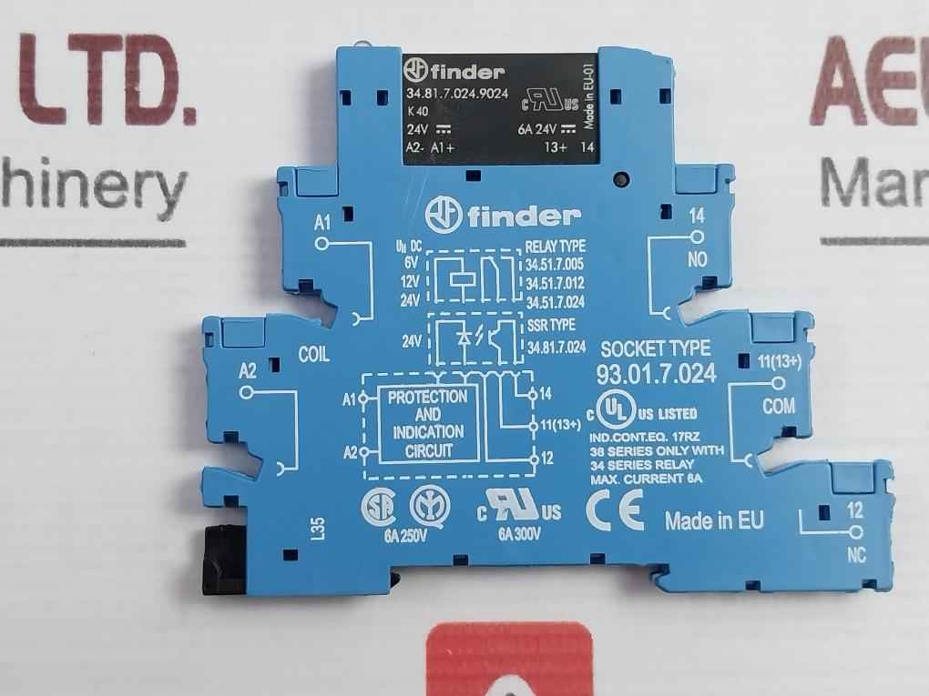 Lot Of 2X Finder 93.01.7.024 Relay Socket 250 V 6A