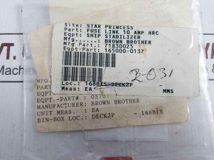 Lot Of 2X Gec 10 Amp H.R.C. Fuse-link 165000-0137