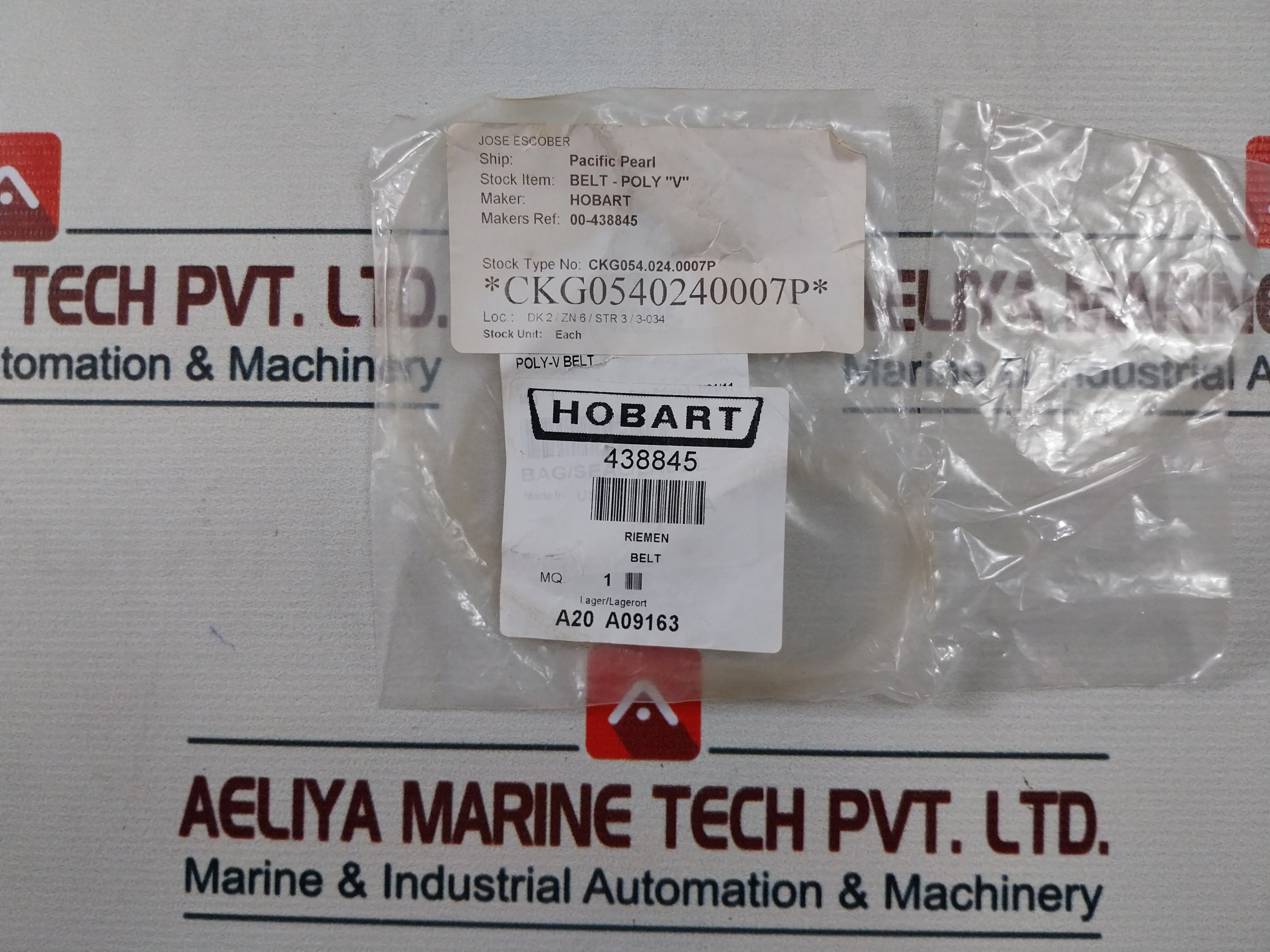 Lot of 2X HOBART 438845 Poly V Belt 609648