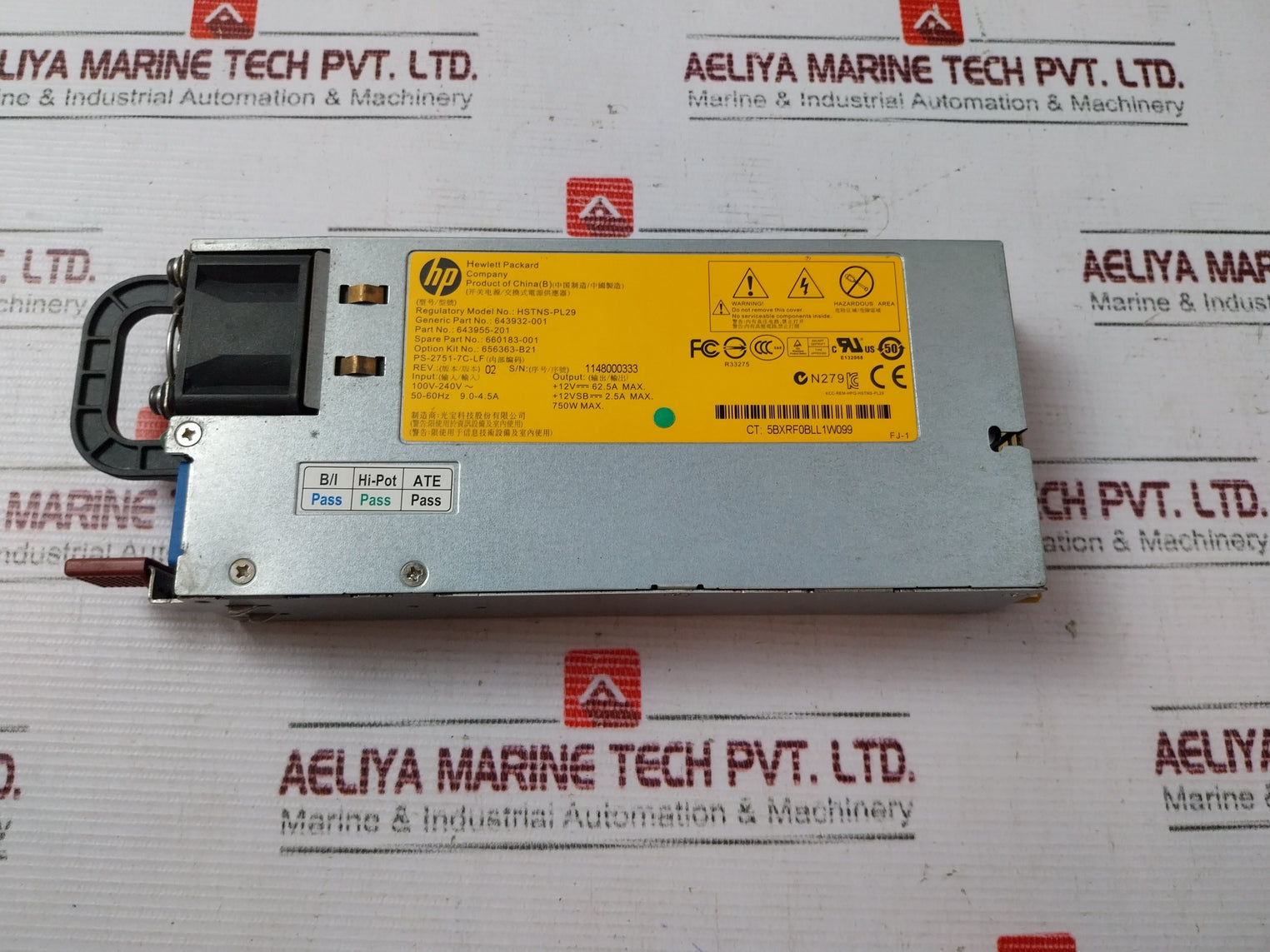 Lot Of 2X Hp Hstns-pl29 Power Supply 643955-201