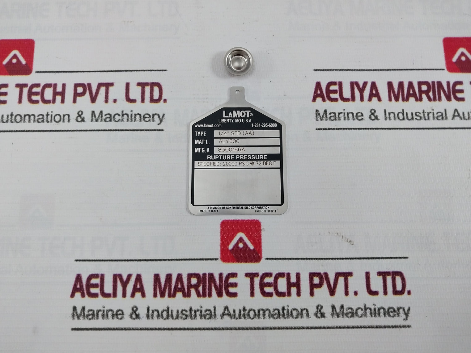 Lot Of 2X Lamot 1/4” Std (Aa) Rupture Pressure Disc Lmd-dtl-1002 F