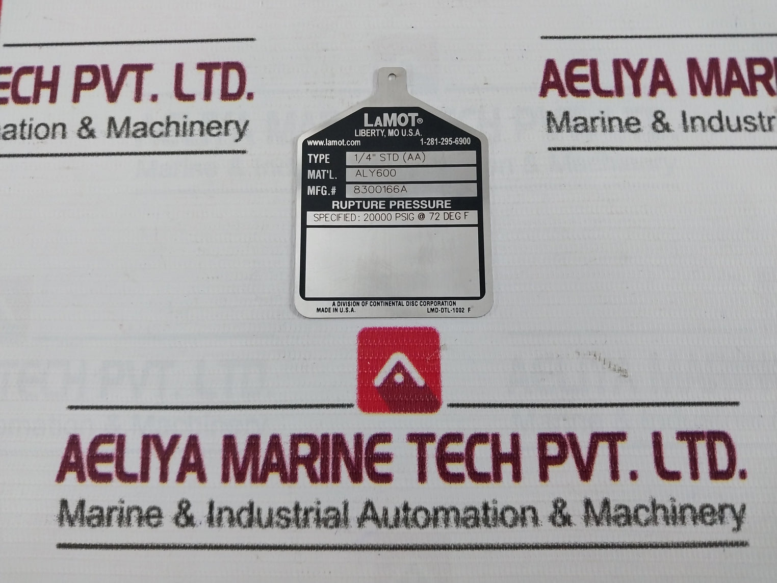 Lot Of 2X Lamot 1/4” Std (Aa) Rupture Pressure Disc Lmd-dtl-1002 F
