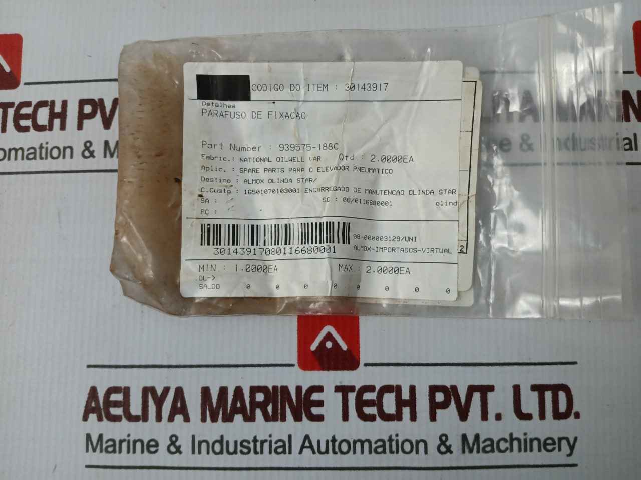 Lot Of 2X National Oilwell Varco 939575-188C Fixing Screw Fixing Screw