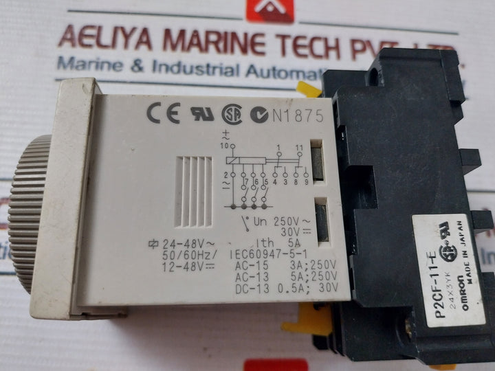Lot of 2X OMRON H3CR-A Timer Relay with Base 12-48VDC 50/60HZ