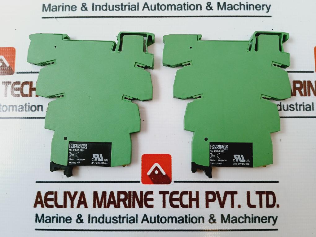 Lot of 2X Phoenix Contact 29 66 595 Relay with PLC-BSC-24DC/21 Base