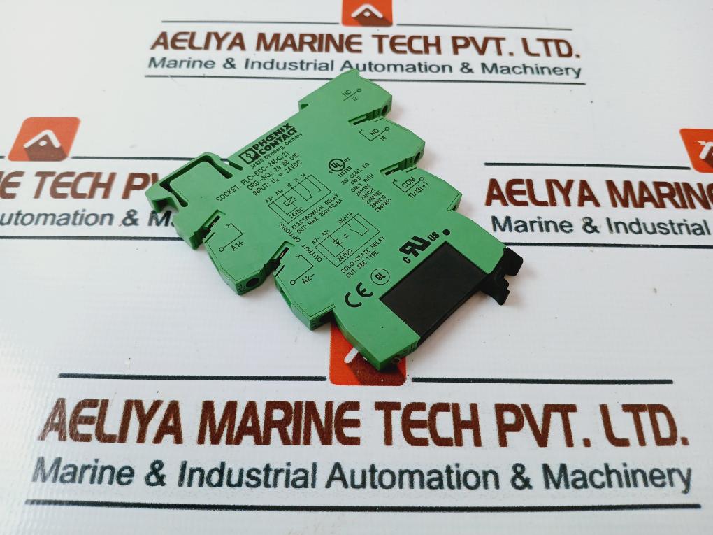 Lot of 2X Phoenix Contact 29 66 595 Relay with PLC-BSC-24DC/21 Base