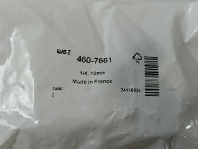 Lot of 2X RS 460-7661 Series Elbow Threaded Adaptor 1/4. 10MM