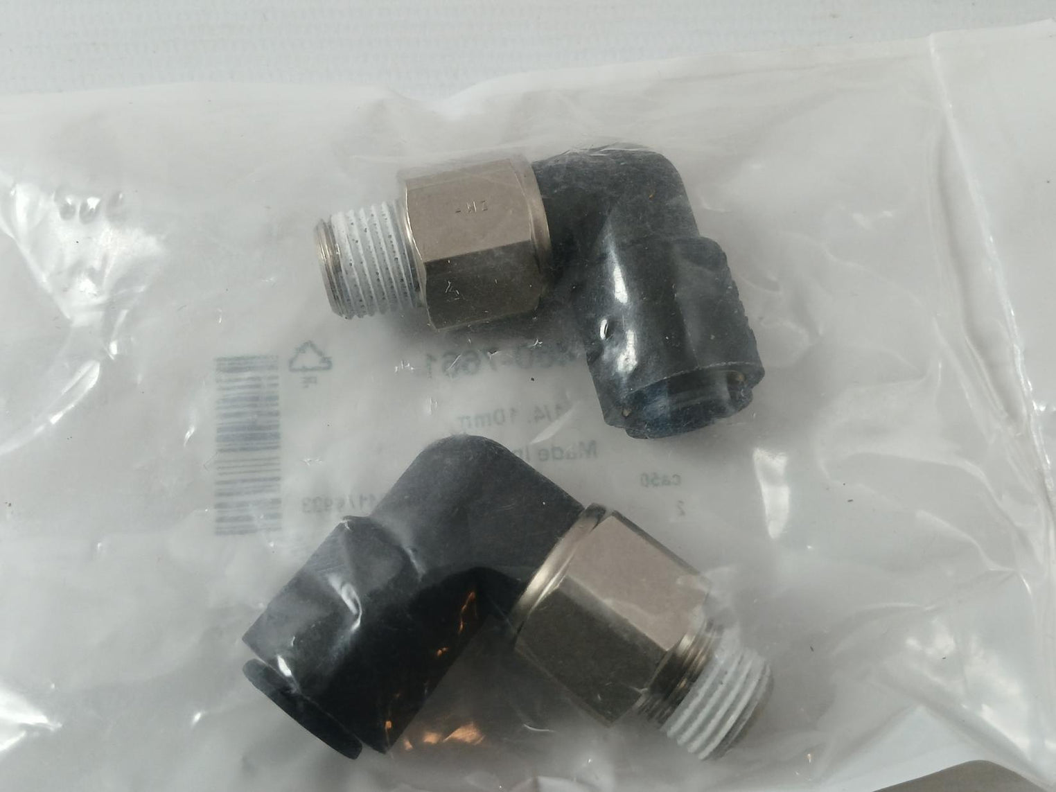 Lot Of 2X Rs 460-7661 Series Elbow Threaded Adaptor 1/4. 10Mm