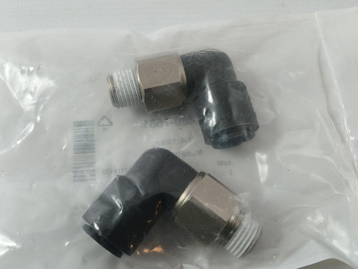 Lot of 2X RS 460-7661 Series Elbow Threaded Adaptor 1/4. 10MM