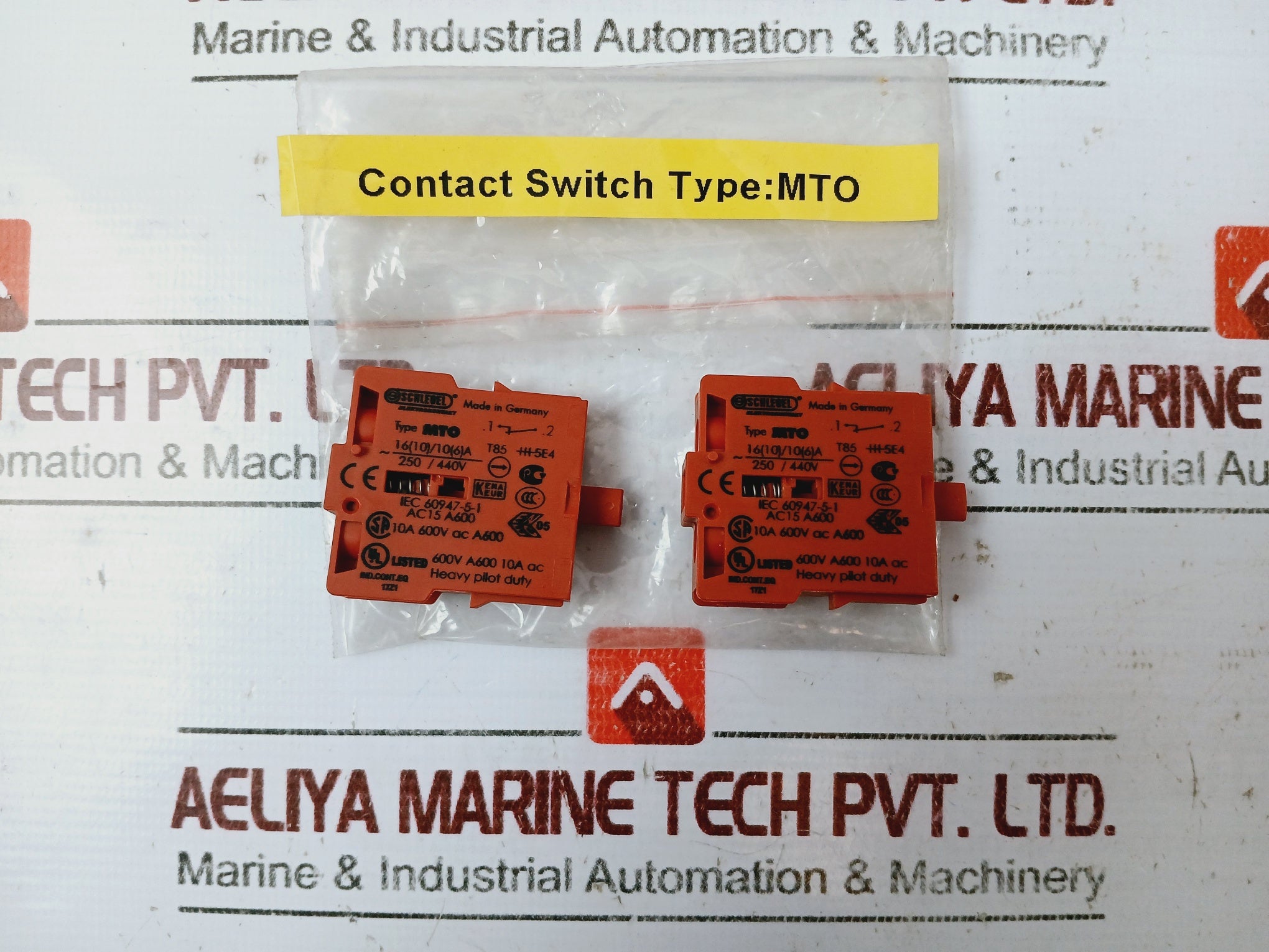 Lot Of 2X Schlegel Mto Contact Block Iec 60947-5-1 10A 600V Ac A600