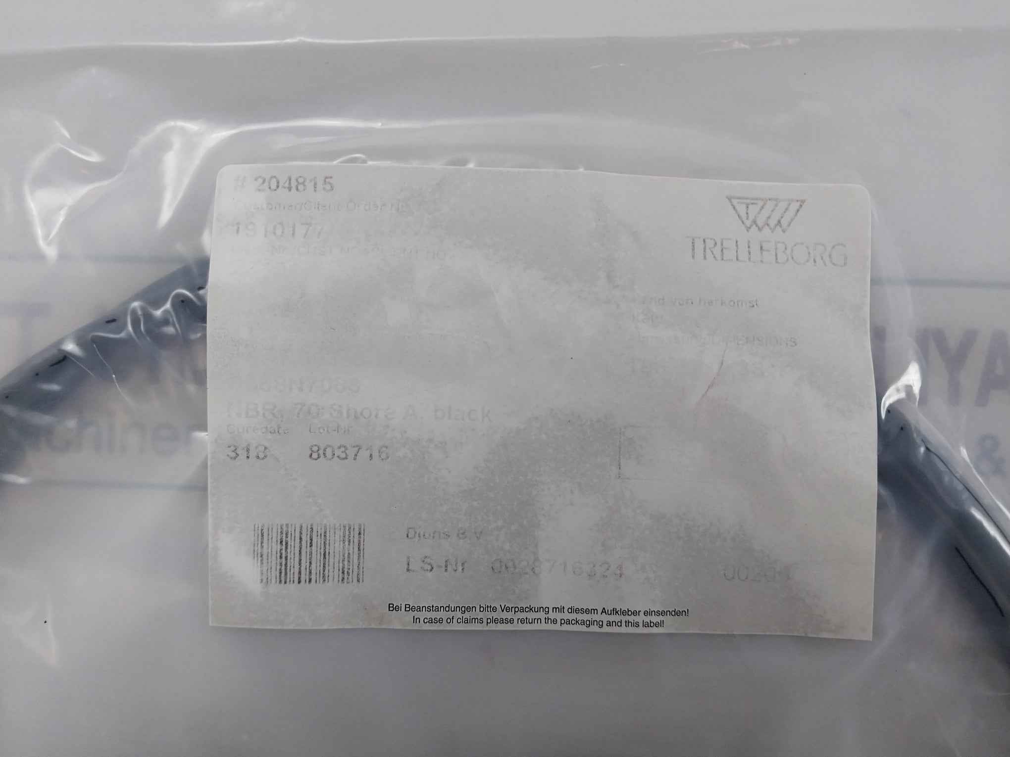 Lot Of 2X Trelleborg Orar00368-n7083 O-ring Nbr 70 Shore A Black 196 22 X 5