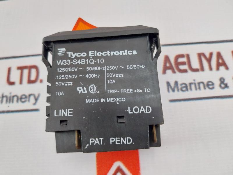 Lot of 2X Tyco Electronics W33-S4B1Q-10 Circuit Breaker 50V DC 10A