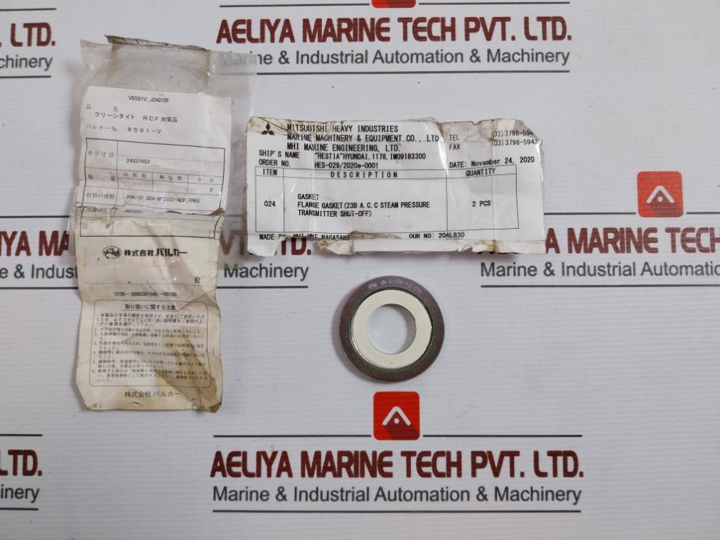 Lot Of 2X Valqua Vn C-20K-10 Ctf Flange Gasket 24X37X52 304-spc