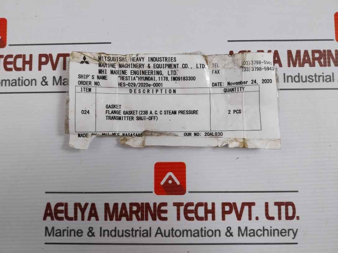 Lot Of 2X Valqua Vn C-20K-10 Ctf Flange Gasket 24X37X52 304-spc