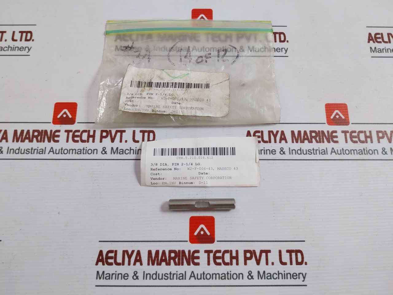 Lot Of 2X W2-f-006-43 3/8 Dia 2-1/4 Lg Groove Pin