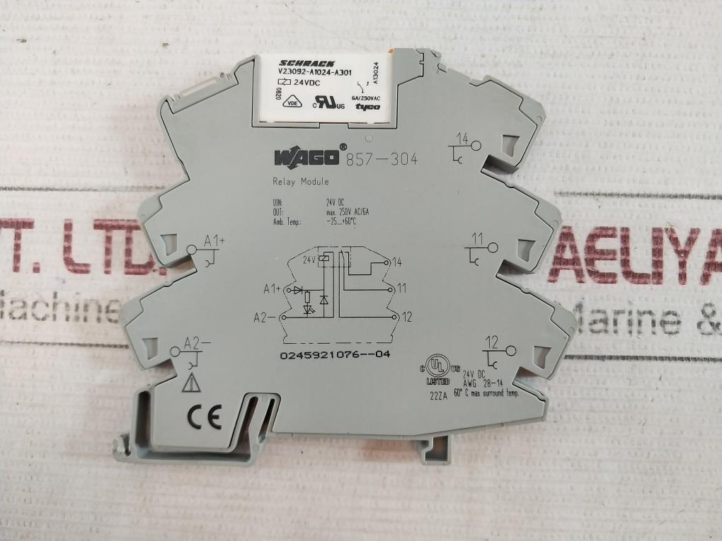 Lot of 2X Wago 857-304 Relay Module 24V DC 250V AC/6A A23092-A1024-A301 60 C