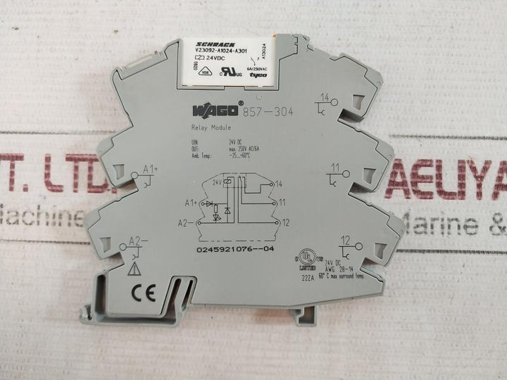 Lot of 2X Wago 857-304 Relay Module 24V DC 250V AC/6A A23092-A1024-A301 60 C