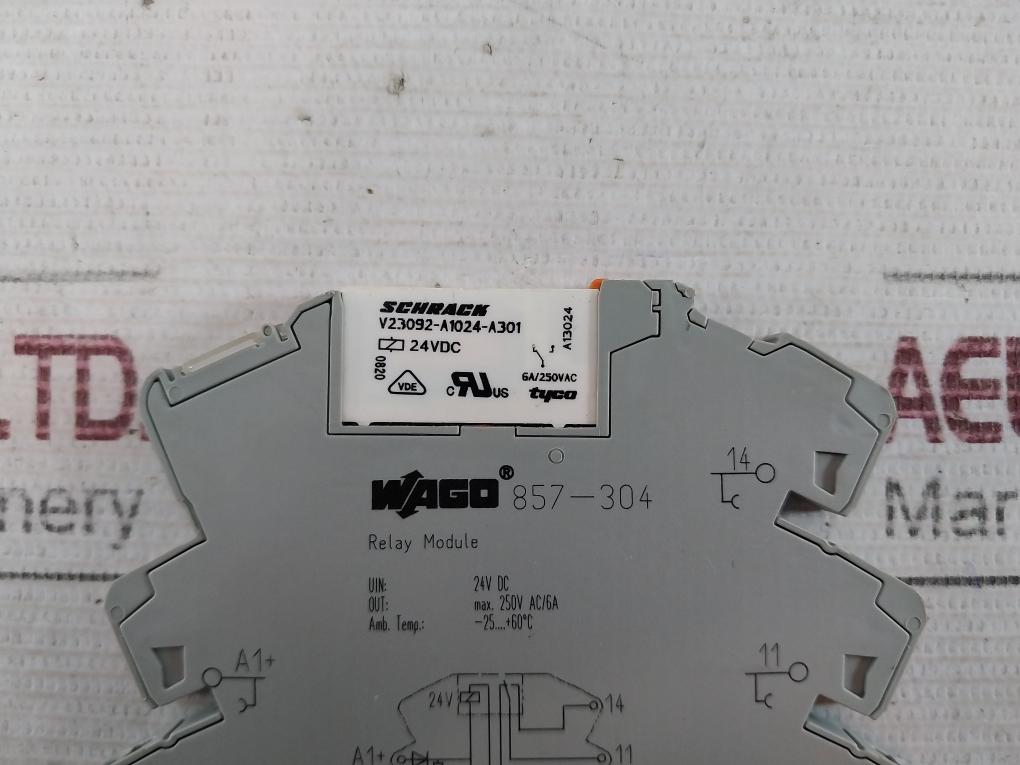 Lot of 2X Wago 857-304 Relay Module 24V DC 250V AC/6A A23092-A1024-A301 60 C