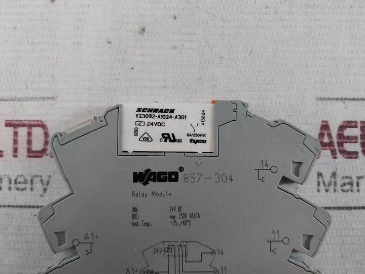 Lot of 2X Wago 857-304 Relay Module 24V DC 250V AC/6A A23092-A1024-A301 60 C