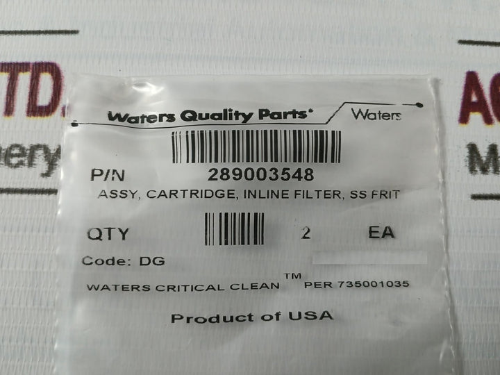Waters 289003548 Inline Filter Cartridge Assembly (1 Packet=2 Pcs)