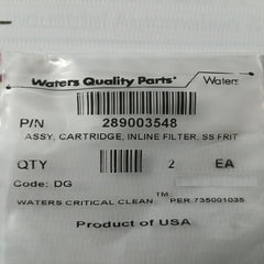Waters 289003548 Inline Filter Cartridge Assembly (1 Packet=2 Pcs)