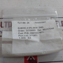 Lot of 2X Waters 700000961 ZMD Elbow 4-M5