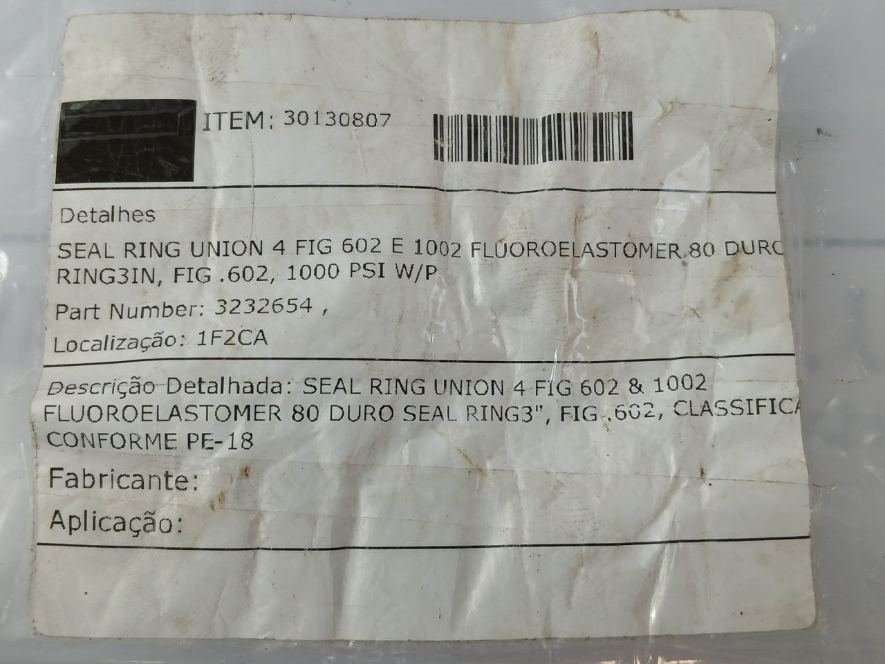 Lot Of 2X Weco 3232654 Fluoroelastomer Seal Ring Union 4 Fig 602