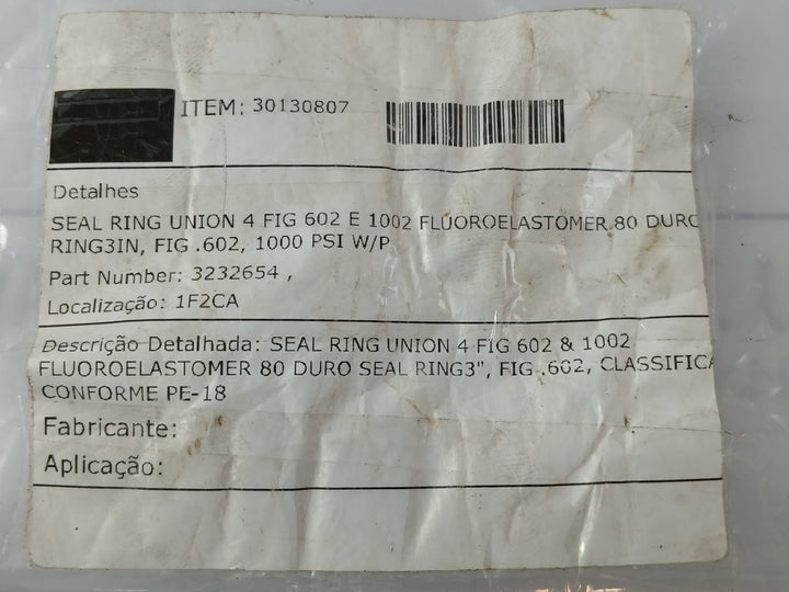 Lot of 2X WECO 3232654 Fluoroelastomer Seal Ring Union 4 FIG 602