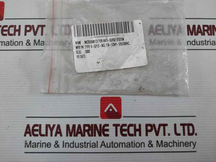 Lot Of 2X Yamatake-honeywell V-5211E-043 Microswitch For Anti-surge System 11A 2