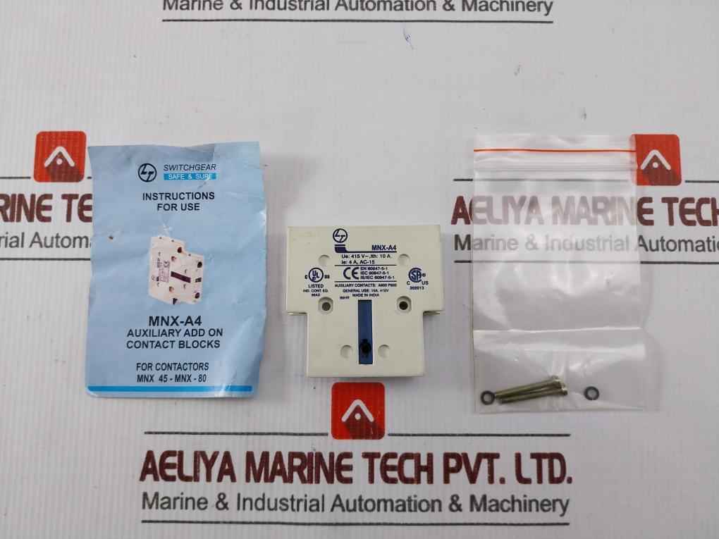 Lot Of 2x Larsen Toubro Mnx-a4 Auxiliary Add On Contact Block 10a 415v